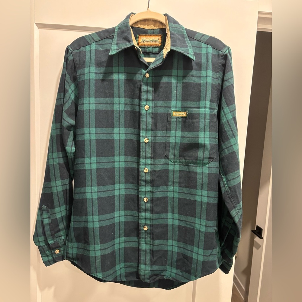 Remington  vintage Blue and Green Plaid Men's Shirt